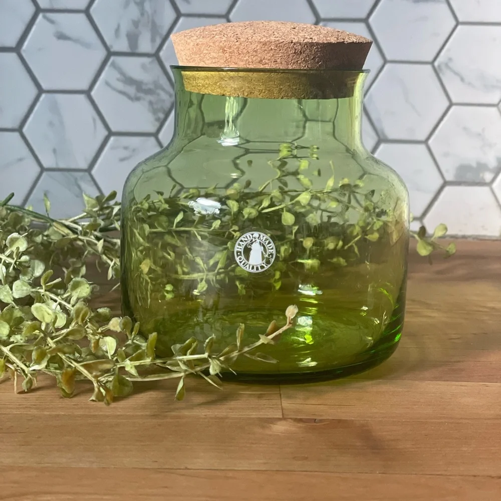 Green Glass Jar with Cork Lid